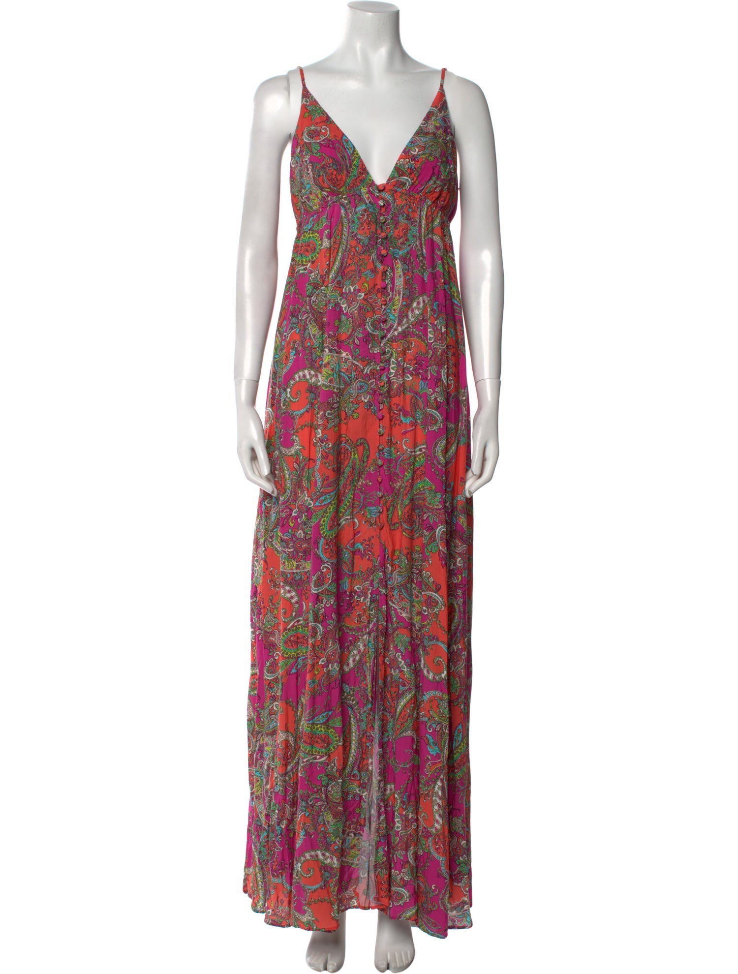 L'Agence Paisley Print Long Dress