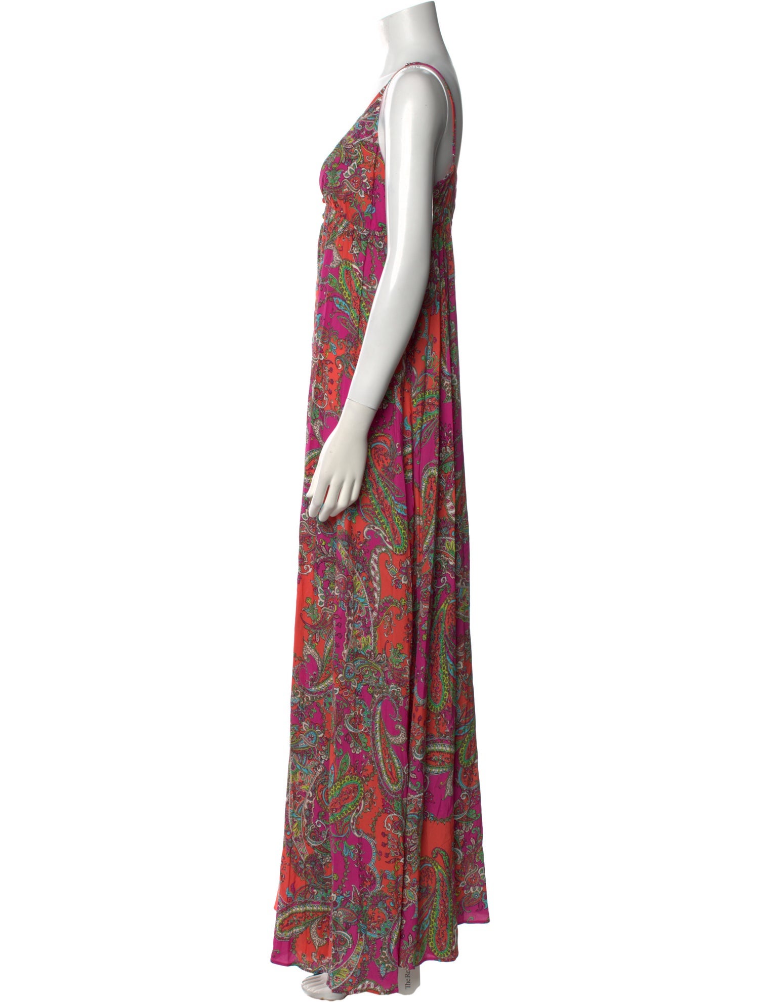 L'Agence Paisley Print Long Dress