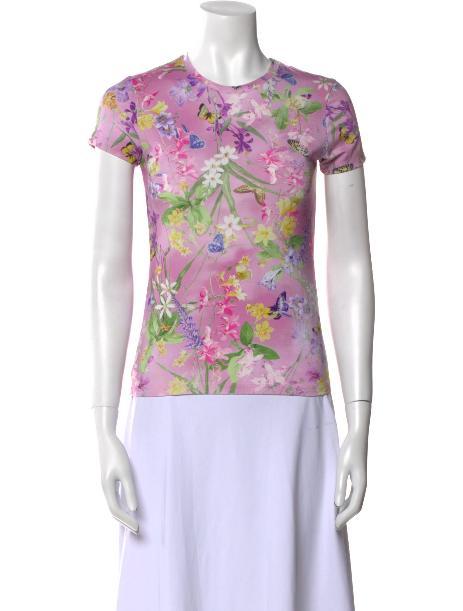 L'Agence Floral Print Crew Neck T-Shirt