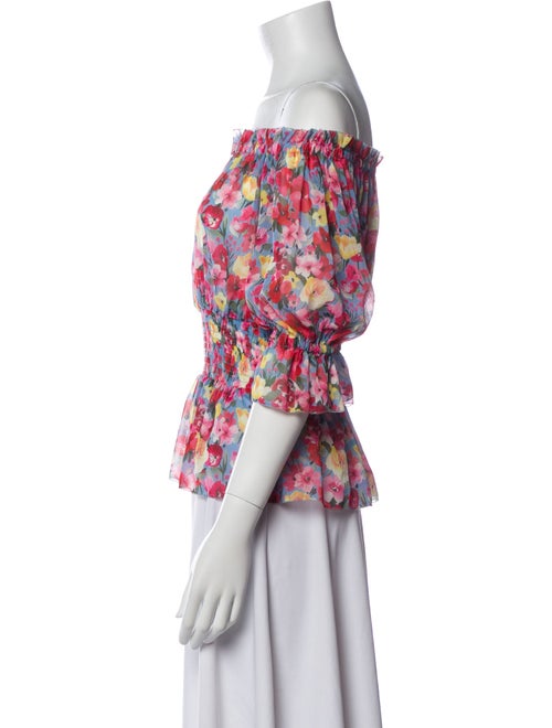 L'Agence Floral Print Off-The-Shoulder Blouse