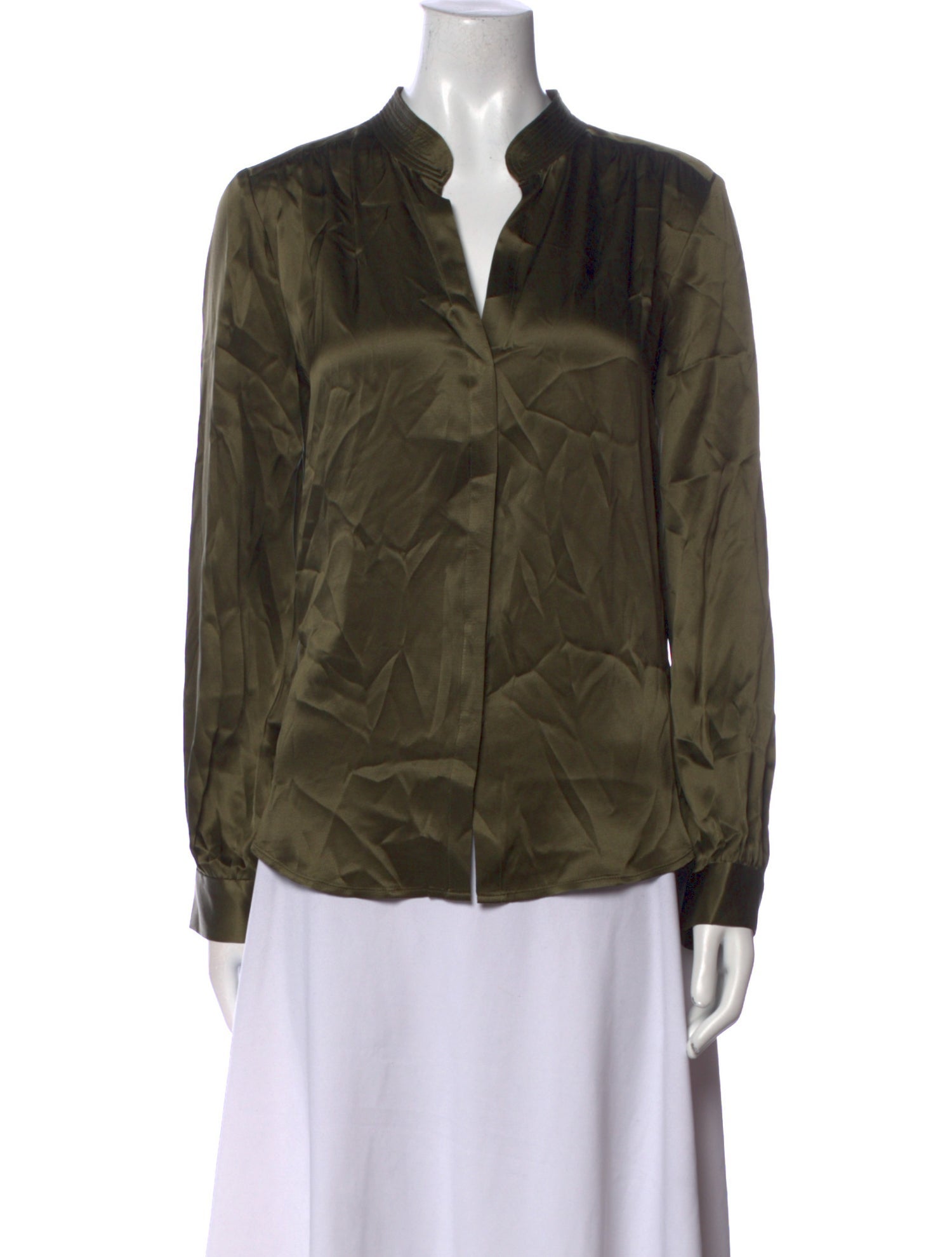 L'Agence Silk V-Neck Button-Up Top