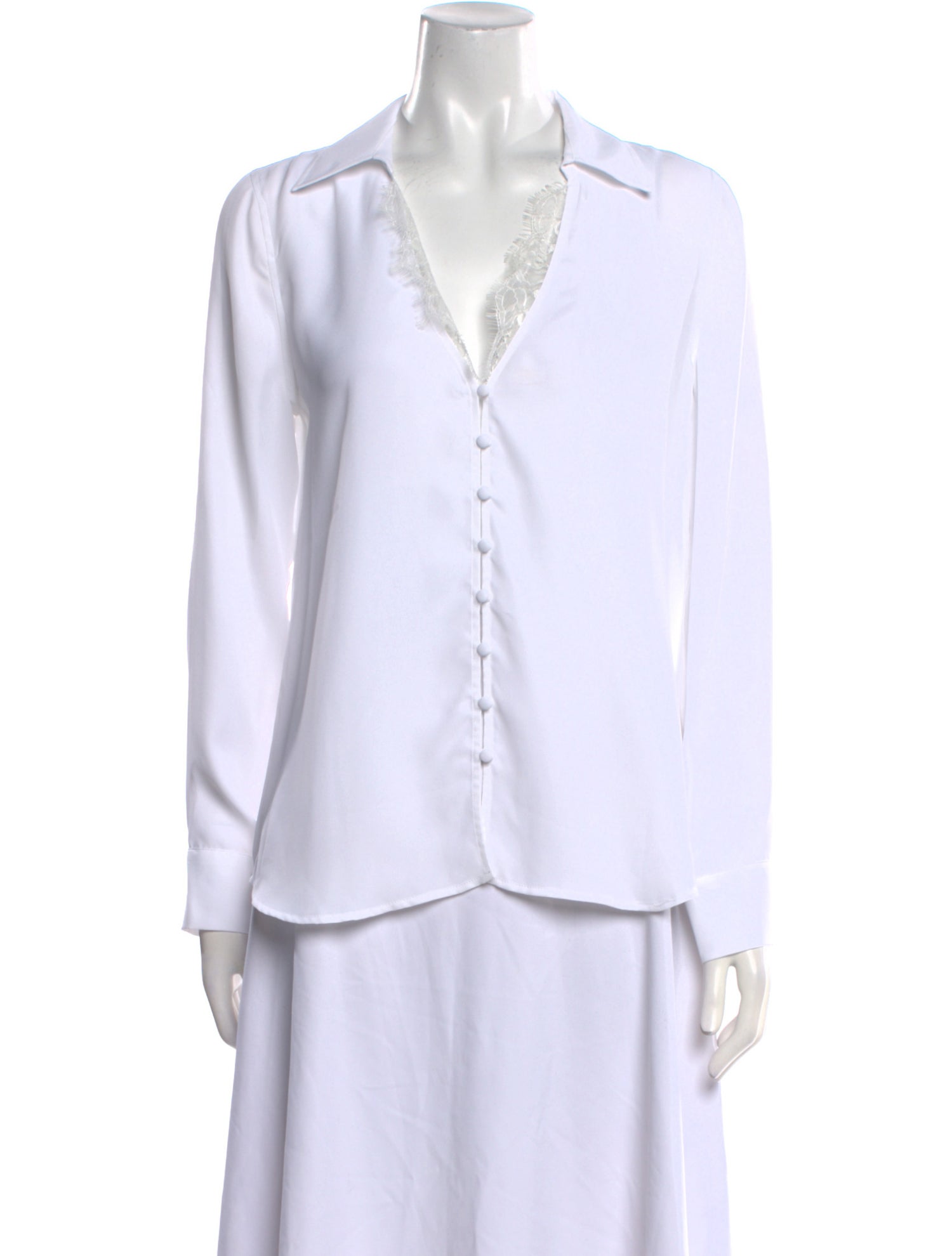 L'Agence V-Neck Long Sleeve Button-Up Top