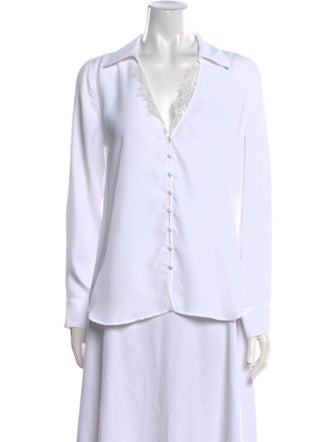 L'Agence V-Neck Long Sleeve Button-Up Top