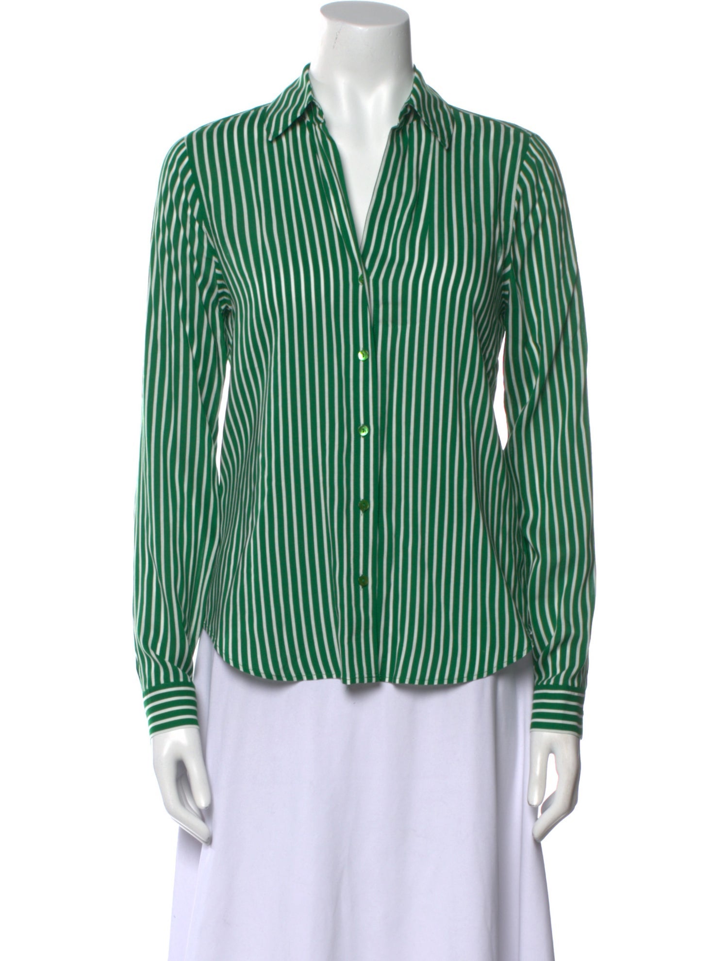 L'Agence Striped Long Sleeve Button-Up Top