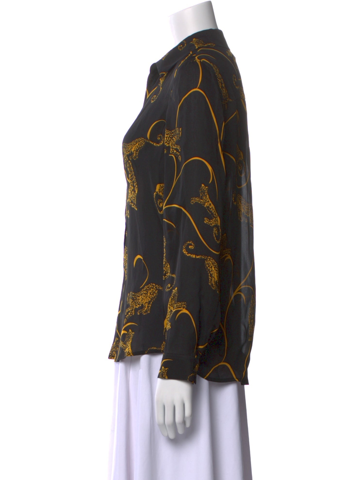 L'Agence Silk Printed Button-Up Top