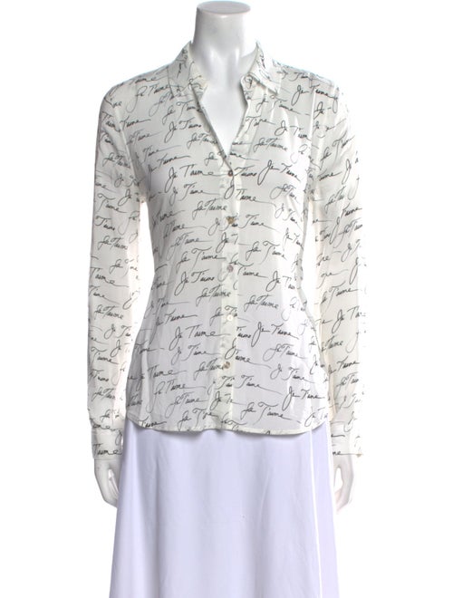 L'Agence Printed Long Sleeve Button-Up Top