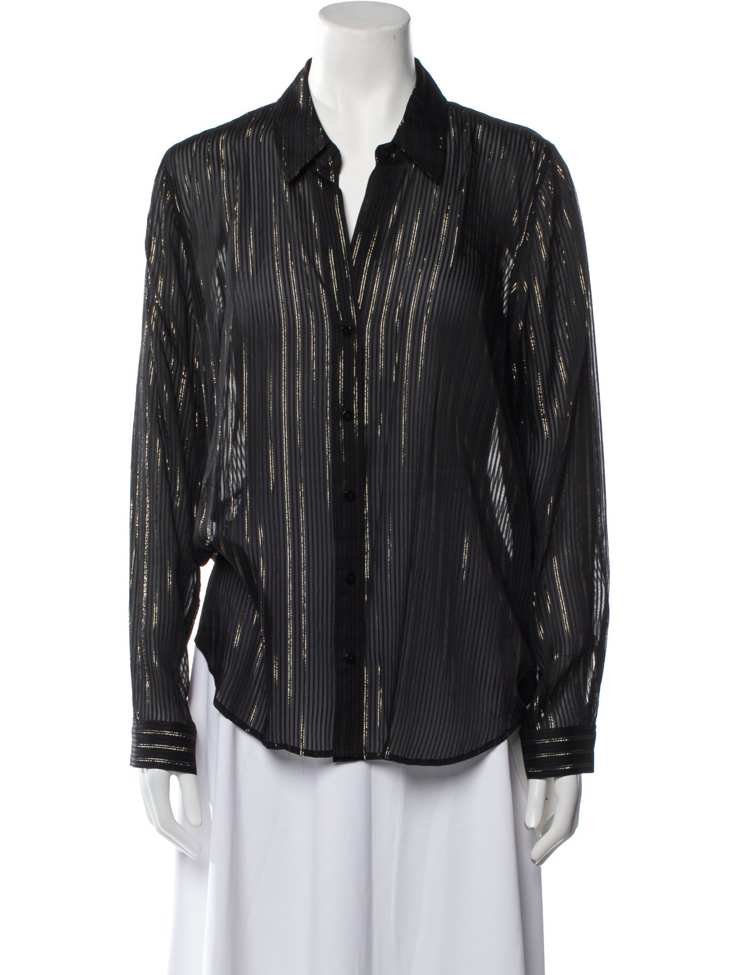 L'Agence Striped Long Sleeve Button-Up Top