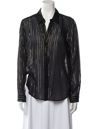 L'Agence Striped Long Sleeve Button-Up Top