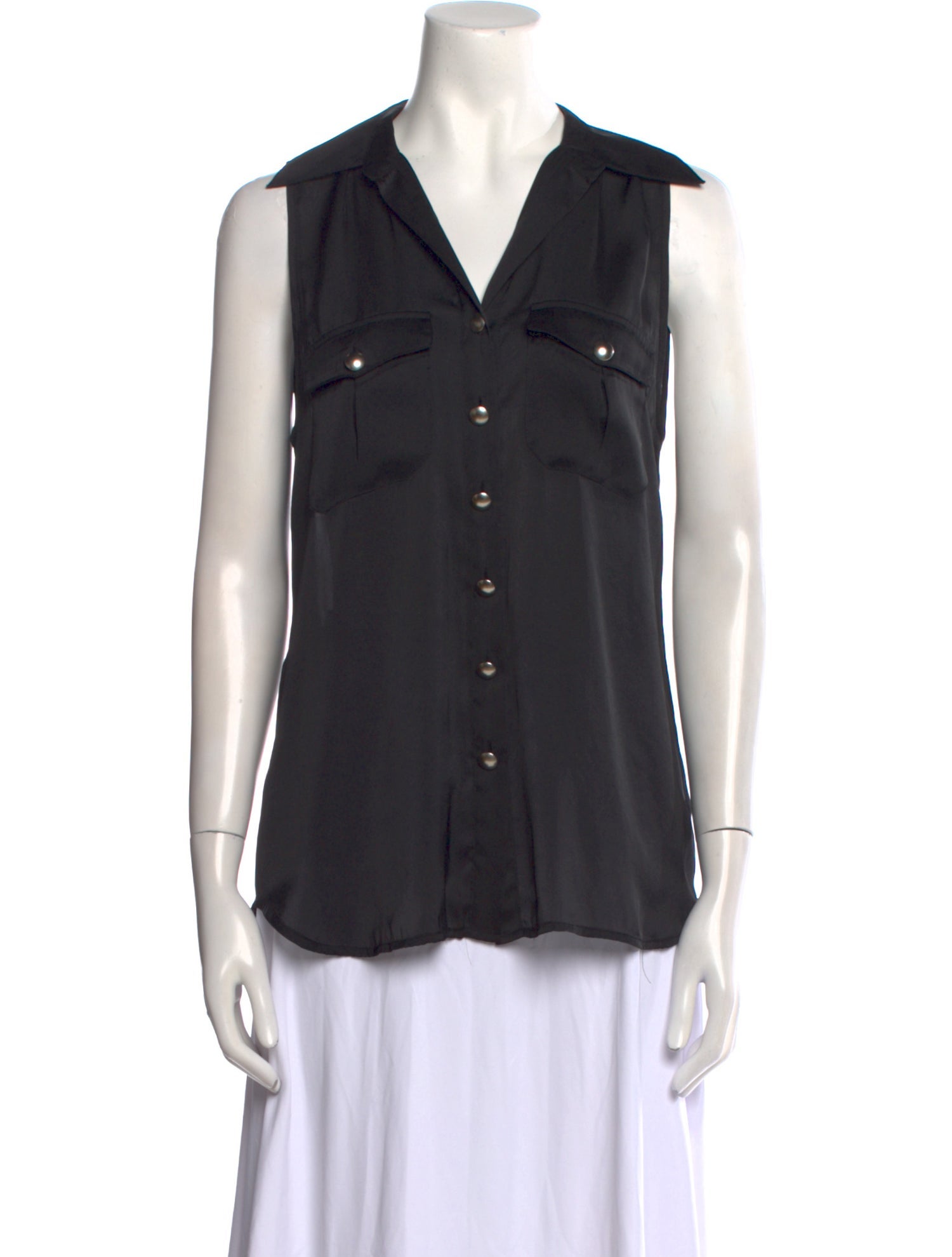 L'Agence V-Neck Sleeveless Button-Up Top