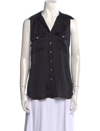 L'Agence V-Neck Sleeveless Button-Up Top