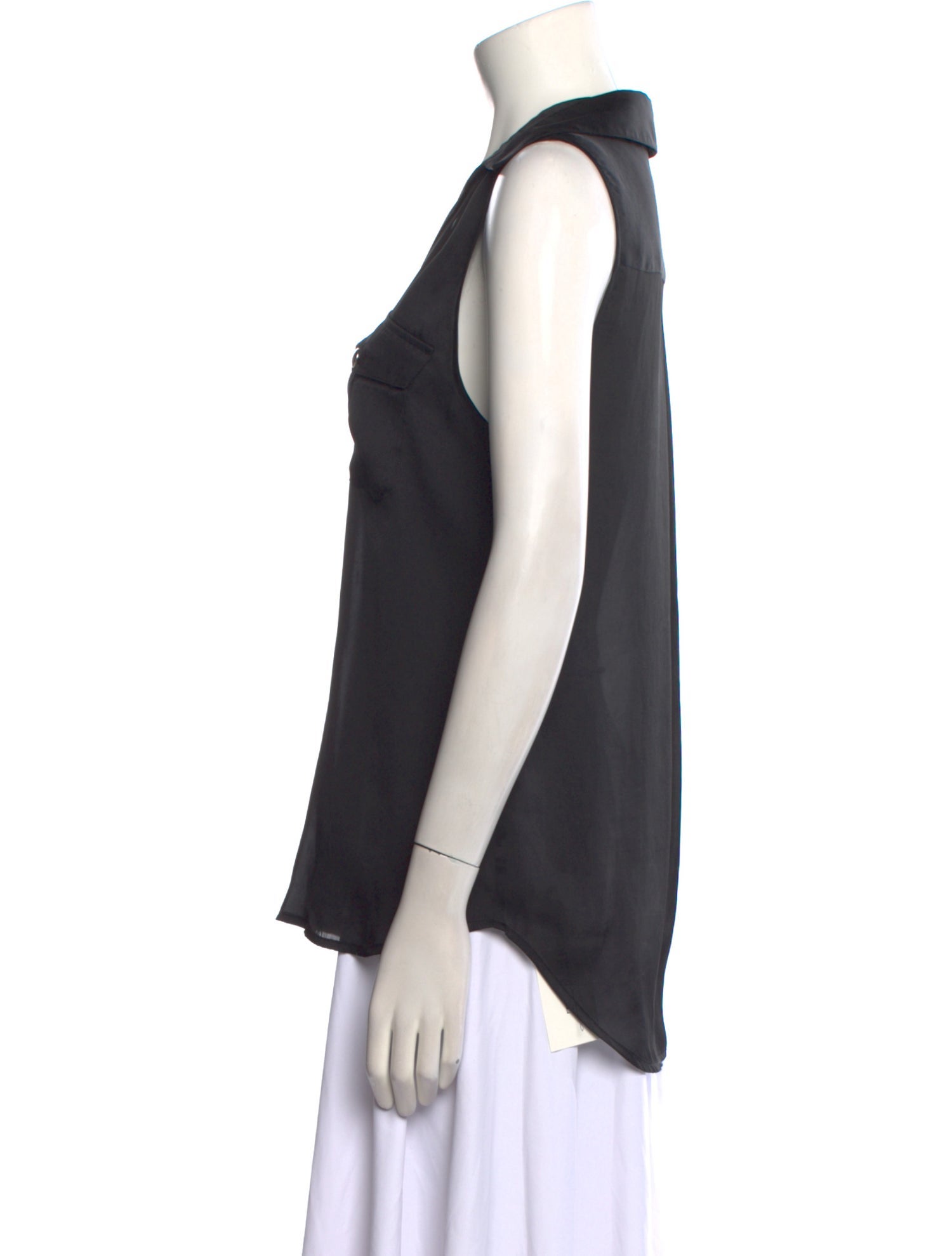 L'Agence V-Neck Sleeveless Button-Up Top