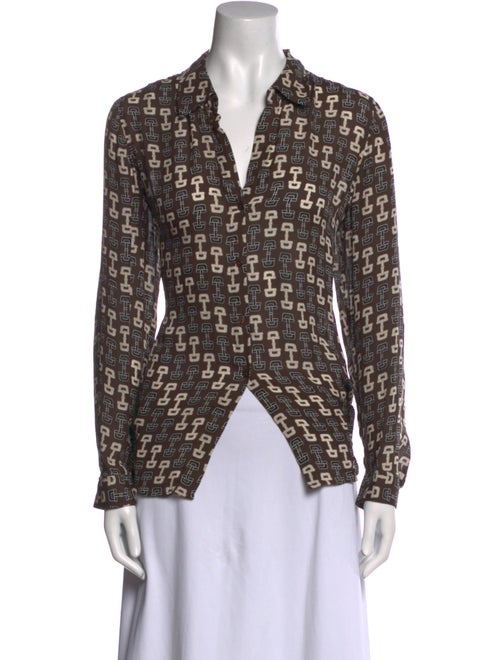 L'Agence Printed V-Neck Button-Up Top