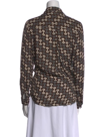 L'Agence Printed V-Neck Button-Up Top