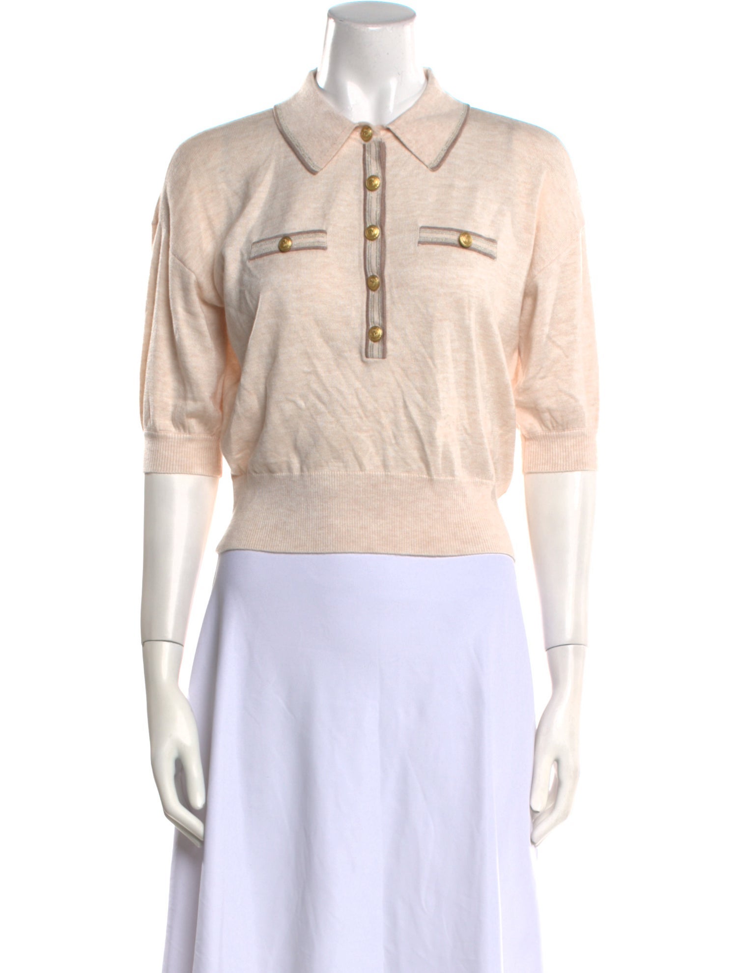 L'Agence Nylon Three-Quarter Sleeve Polo w/ Tags