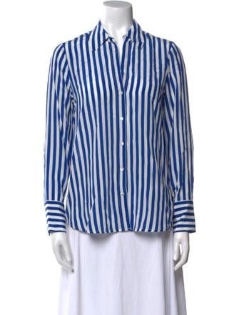 L'Agence Silk Striped Button-Up Top