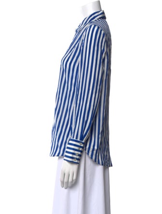 L'Agence Silk Striped Button-Up Top