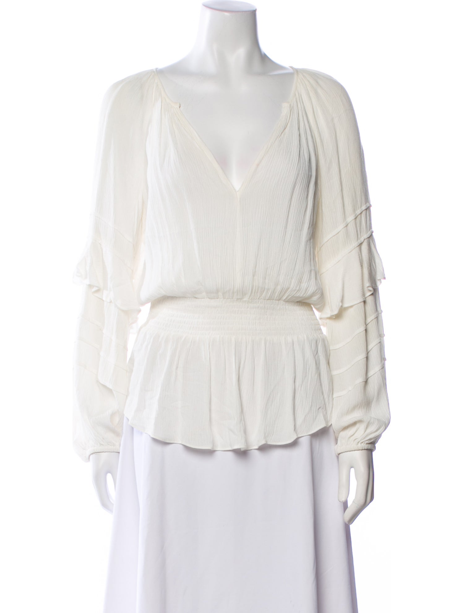 L'Agence V-Neck Long Sleeve Blouse