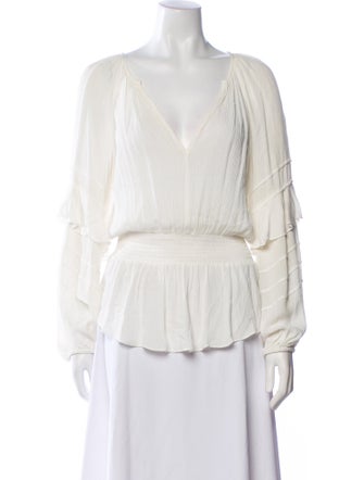 L'Agence V-Neck Long Sleeve Blouse