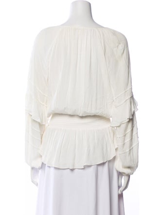 L'Agence V-Neck Long Sleeve Blouse