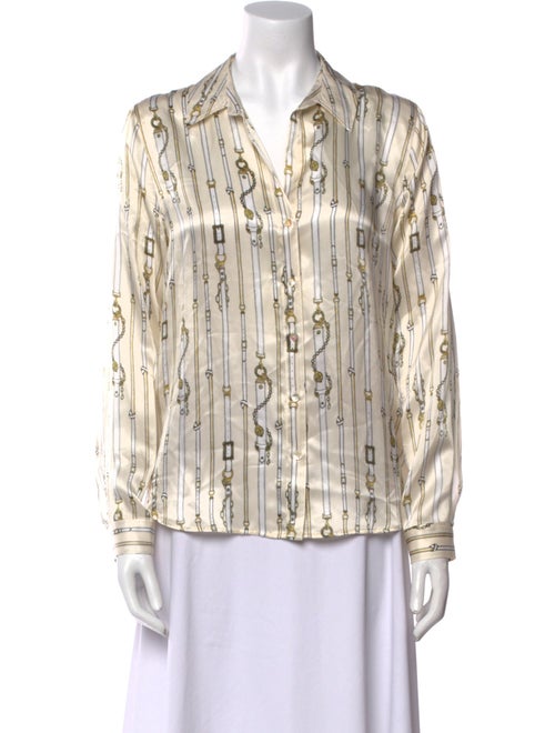 L'Agence Silk Printed Button-Up Top