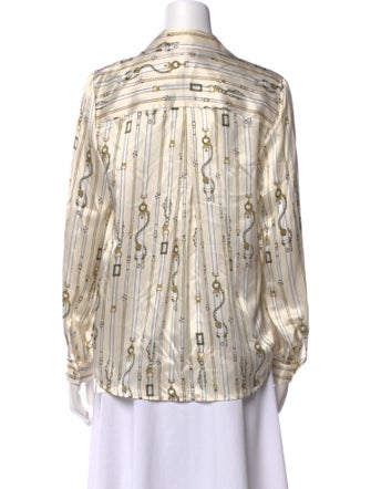L'Agence Silk Printed Button-Up Top