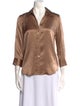 L'Agence Silk Three-Quarter Sleeve Button-Up Top