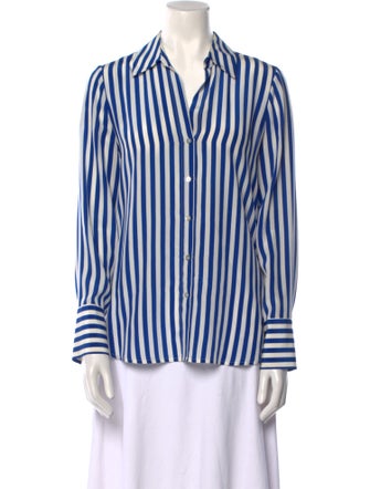 L'Agence Silk Striped Button-Up Top