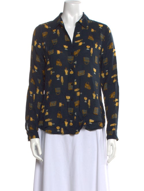 L'Agence Printed Long Sleeve Button-Up Top