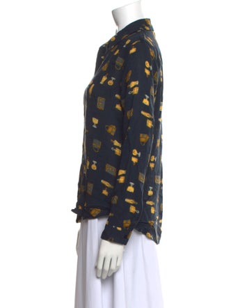 L'Agence Printed Long Sleeve Button-Up Top