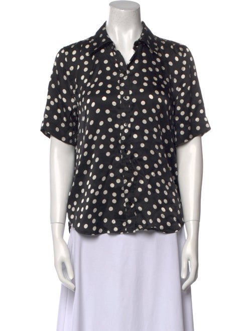L'Agence Silk Polka Dot Print Button-Up Top