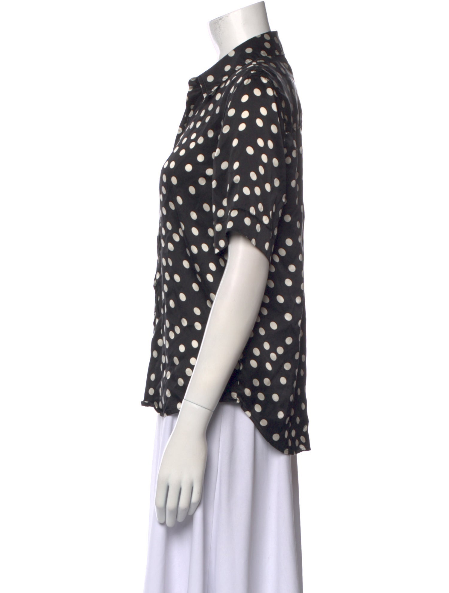 L'Agence Silk Polka Dot Print Button-Up Top