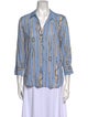 L'Agence Striped V-Neck Button-Up Top