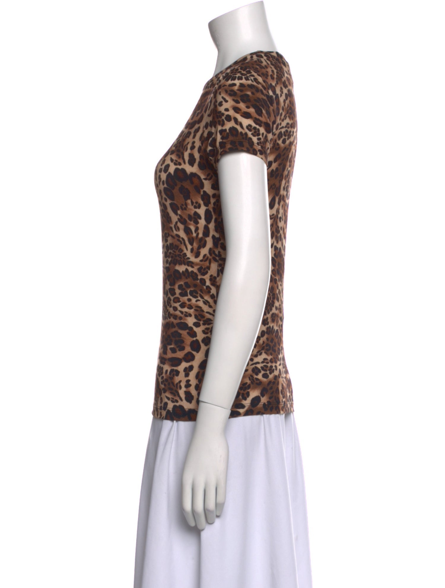 L'Agence Animal Print Crew Neck T-Shirt
