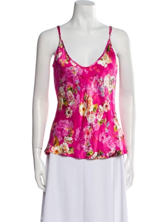 L'Agence Floral Print V-Neck Top