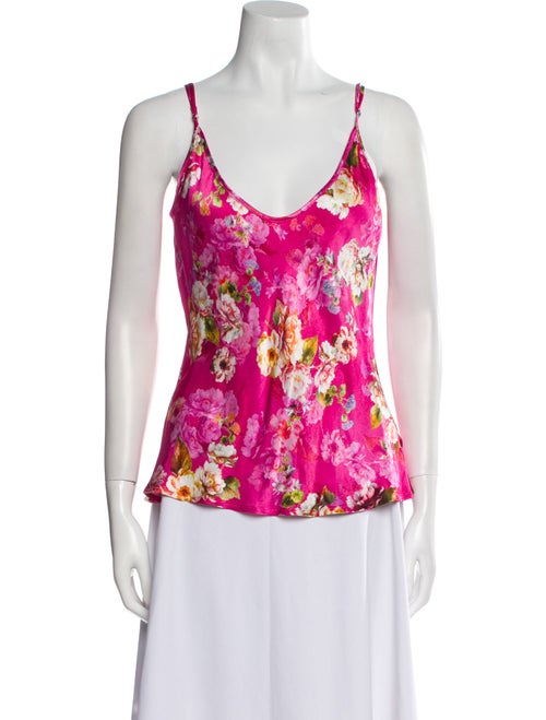 L'Agence Floral Print V-Neck Top