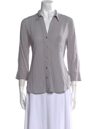 L'Agence Three-Quarter Sleeve Button-Up Top