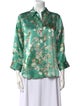 L'Agence Silk Floral Print Button-Up Top