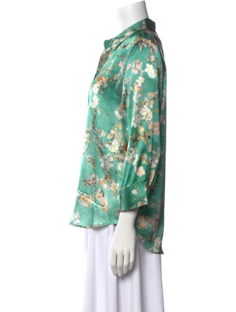 L'Agence Silk Floral Print Button-Up Top