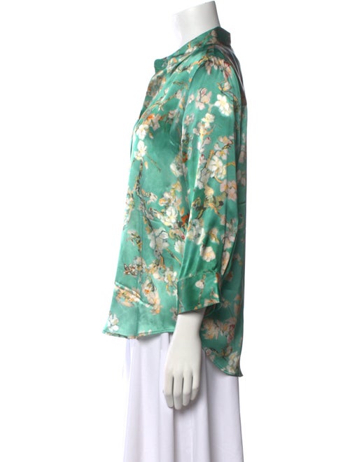 L'Agence Silk Floral Print Button-Up Top