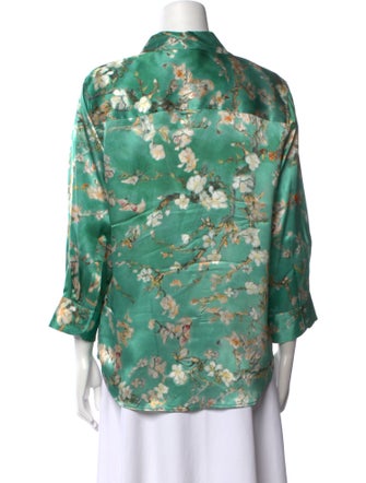 L'Agence Silk Floral Print Button-Up Top