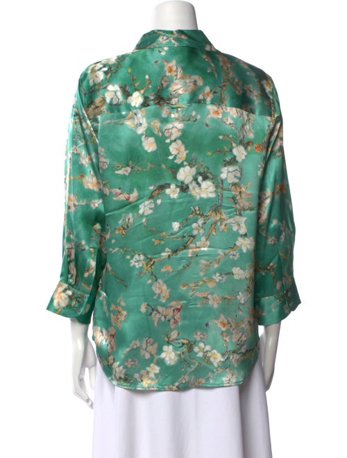 L'Agence Silk Floral Print Button-Up Top