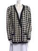 L'Agence Houndstooth Print V-Neck Sweater