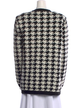 L'Agence Houndstooth Print V-Neck Sweater