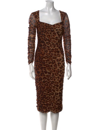 L'Agence Animal Print Midi Length Dress
