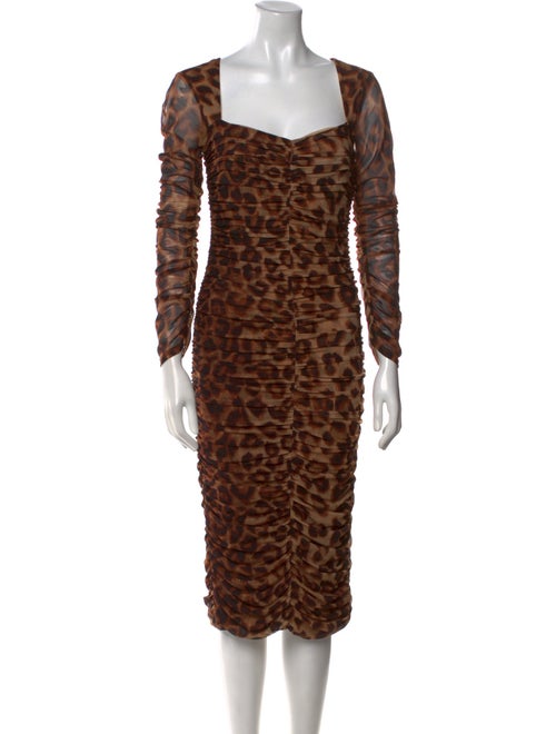L'Agence Animal Print Midi Length Dress