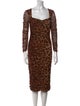 L'Agence Animal Print Midi Length Dress