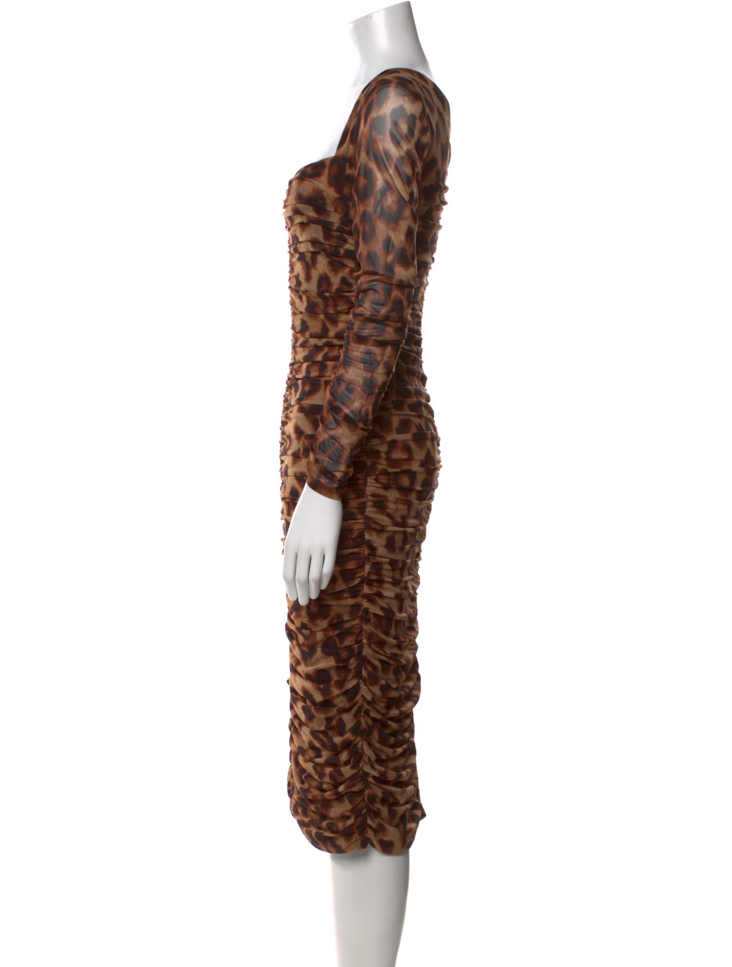 L'Agence Animal Print Midi Length Dress