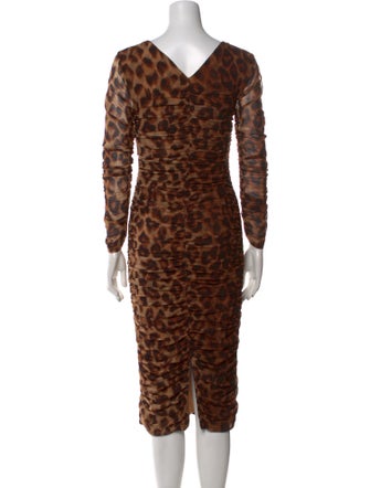 L'Agence Animal Print Midi Length Dress