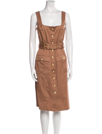 L'Agence Square Neckline Midi Length Dress