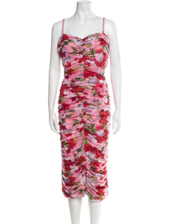 L'Agence Floral Print Midi Length Dress